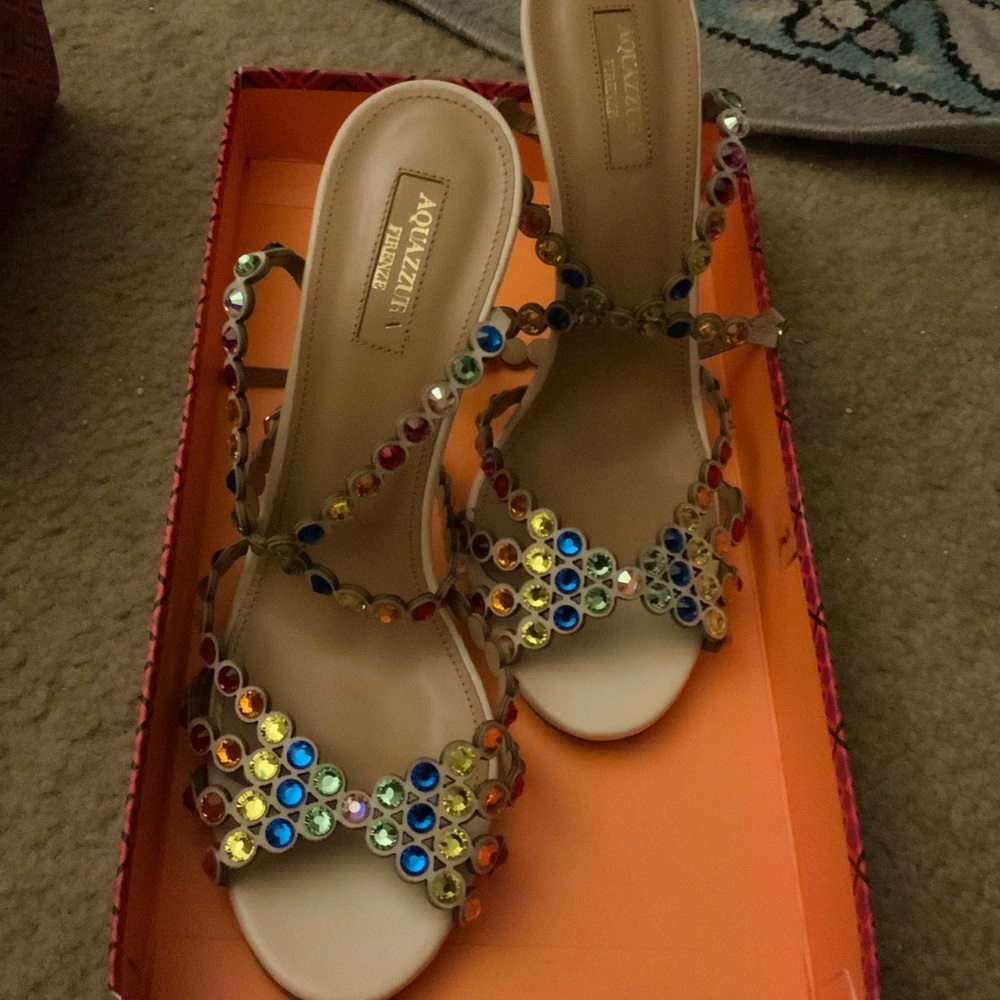 AQUAZZURA Rainbow Crystal-Embellished Sandals